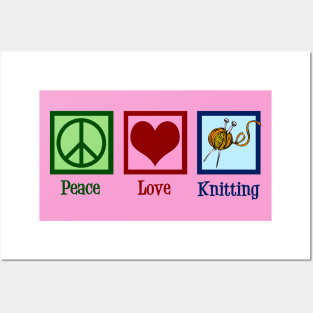 Cute Peace Love Knitting Pink Posters and Art